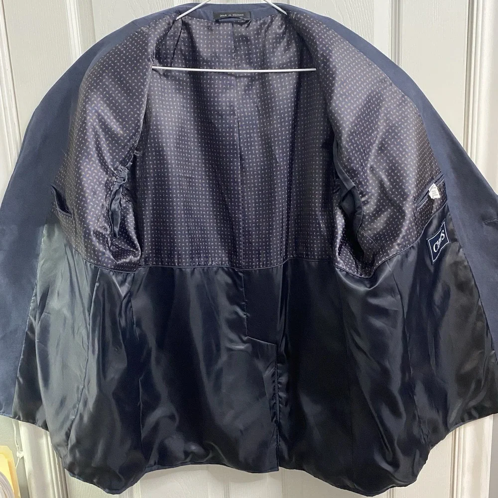 Chaps Navy Blue‎ Men's Sport Coat 48R Lined Jacket. Suede Feel